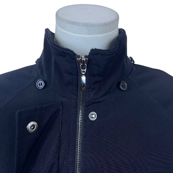 Liz Claiborne Women’s Black Zip-Up Jacket With High Collar Snap Details Size M - Picture 5 of 10